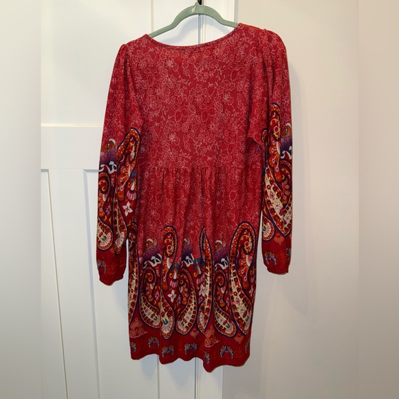 White Mark Red Paisley Long Sleeve Dress - Picture 2 of 3